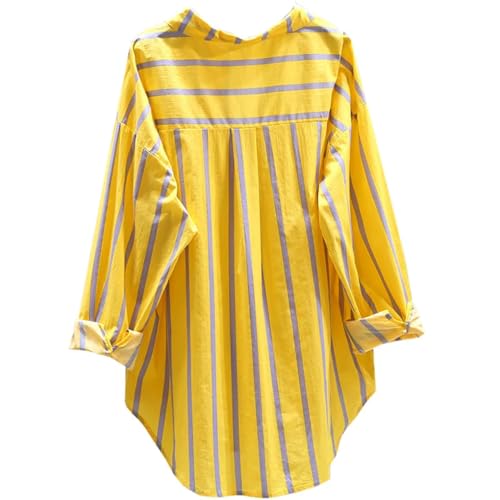 Women Turn-Down Collar Striped Shirts Spring Batwing Sleeve Long Tops Loose Button Blouse2