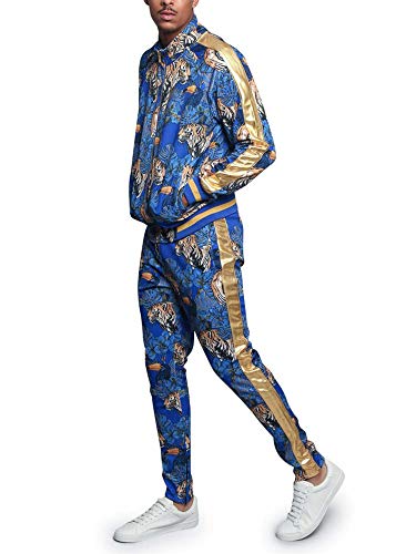 G-Style Usa Men's Royal Floral Tiger Track Suit St559 - Royal Blue - 5X-Large #TOP3