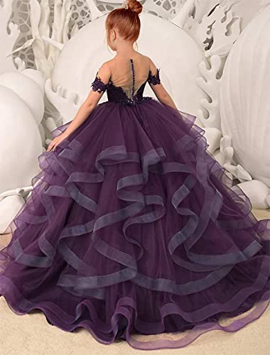 Lace Appliques Puffy Ball Gown Pageant Dress Flower Girl Dresses First Communion Party Gowns2