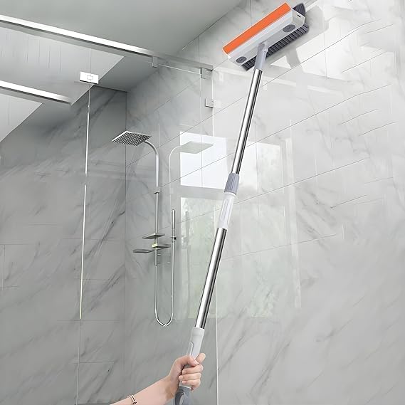 KitchVintalook Bathroom Cleaning Brush with Wiper Upgraded 3 in 1 Toilet Brush Bathroom Brush with Long Handle 180° Rotate Bathroom Floor Cleaning Brush Bathroom Cleaning Accessories 2