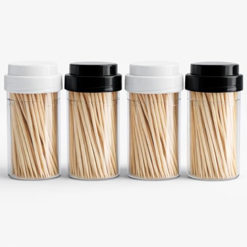 4 x 150pc Cocktail Sticks 600 Large Wooden Eco Friendly Biodegradable Sticks Made from 100% Natural Wood Durable and Strong Perfect for Parties Buffets Appetisers Snacks and Everyday Use