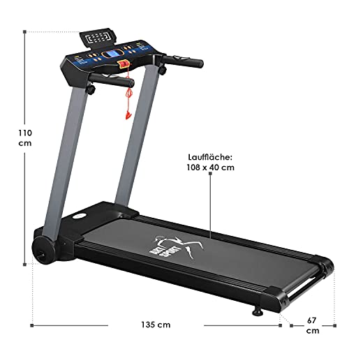 ArtSport Laufband Speedrunner 2500 klappbar - 12 km/h & 12 Programme, LCD Display — Heimtrainer elektrisch 100 kg… – Bild 3