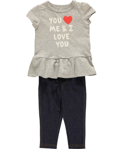 Carter's Baby Girls' 2 Piece Sets, Red Bow, 3 Months