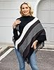 Ferand Women's Striped Poncho Sweater Cozy Knit Fr... #1