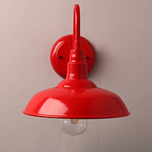 MASO HOME MS-61272-1 Vintage Retro Industrial Metal Wall Sconce Aisle Wall Lamp Barn Farmhouse Light Fixture Mount to Wall (Red 2- Pack)