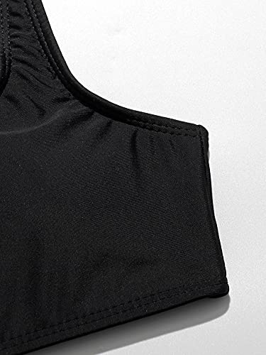 Oyoangle Girl's 2 Piece Swimsuit Sport High Waist Teen Kids Bikini Set Bathing Suit Swimwear Black 160 #TOP3
