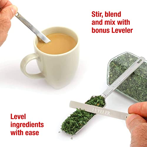 2 Lb. Depot 9Pc Stainless Steel Measuring Spoon Set With Leveler - Durable And Rust-Proof - Chrome-Plated, Narrow Rectangular Spoons With Long Handles - Accurate Measurements #TOP3