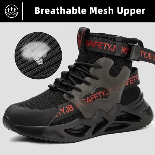 Dayumkou Men's Safety Shoes Steel Toe Boots Work Anti-Smashing Anti-Puncture Stylish And Comfortable Industrial Boots Black #TOP4