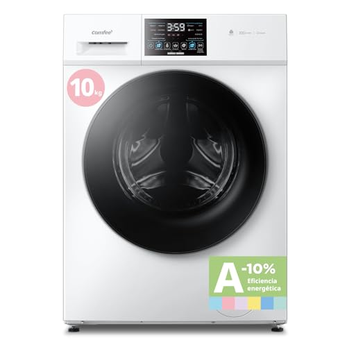 COMFEE' CFP03EW100W-HL Lavadora 10 kg de carga, Clase A -10%, Cuidado con vapor, Motor BLDC, Aprobada por Woolmark, Panel táctil, blanco