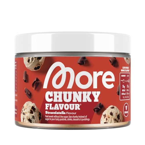 MORE Chunky Flavour vegan, Stracciatella, 250 g, Geschmackspulver zum Süßen, ohne viel Zucker und Kalorien, mit Inulin und Laktase, geprüfte Qualität - made in Germany