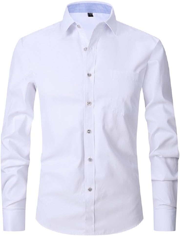 sweattang New Mens Formal Italian Designer Cufflinks French Cuff Dress Shirts (White, XXL)