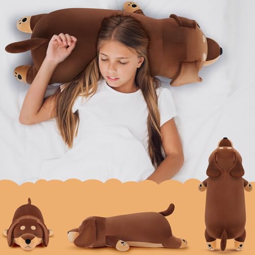 Image of 30'' Giant Dachshund Dog Plush Stuffed Animal- Weiner Dog Plush Pillow Plushies, Large Sleeping Dachshund Plush Toy, Cute Hugging Weiner Dog Stuffed Animal, Birthday Gifts for Kids Girls Boys