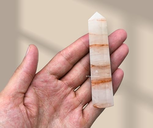 Image of Crystal Heaven Red Hematoid Quartz Crystal Tower Obelisk Point For Chakra, Healing And Balancing - Aaa Grade Original Certified Gemstone Agate For Reiki Meditation Yoga Spiritual (3-4 Inches)