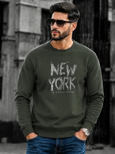 Image of Mack Jonney Men's Printed Fleece Sweatshirt|Full Sleeve Round Neck Winter Sweatshirt for Casual Wear|Travel|Gym & Everyday Style-mj-62