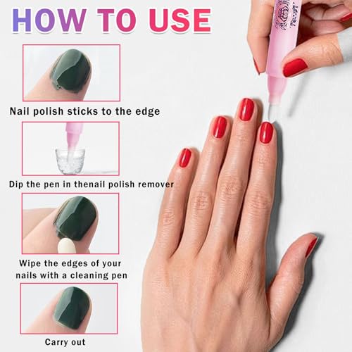 Qiufsse Nail Polish Remover Pen,5Pcs Nail Polish Corrector Pen With Makeup Remover,Nail Edge Cleaning Pen Nail Polish Clean Up Tool For Nail Art Diy,Nail Polish Pen Remover Stick thumb #4