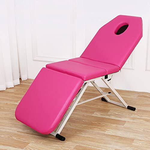 Portable Massage Bed,Foldable Massage Table Bed Therapy Adjustable Backrest Beauty Salon SPA Recliner 3 Folded Couch Salon Portable Tattoo Bed Couch Headrest Support PU Chair (White) - Image 4