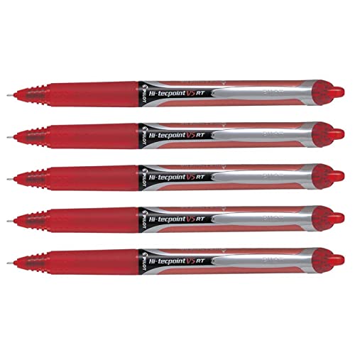 Pilot V5 RT stylo rouge lot de 5 idéal pour la correction des copies et vos notes de bureau