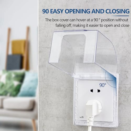 2 Stück Steckdose Regenschutz, Typ 86 Steckdosenabdeckung Steckdosen Aussen Regenschutz Schalter Abdeckung für Bad Küche Zuhause Garten Draußen (Transparente)
