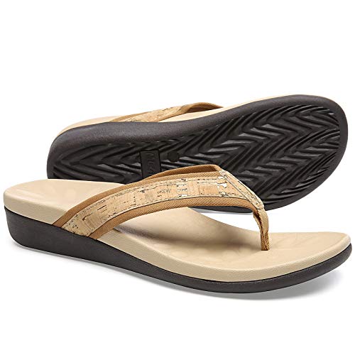 Orkii Comfortable Orthotic Flip Flops for Women, Plantar Fasciitis Supportive Sandals for Flat Feet, Arch Support Thong Sandals with Memory Foam size 8.5