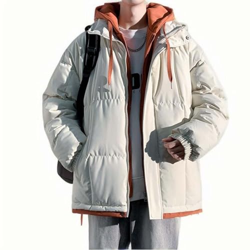 Winter Coats for Men 2025 Color Block Zip up Long Sleeve Hood Puffer down Jacket Casual Warm Teen Boys Padded Outwear2
