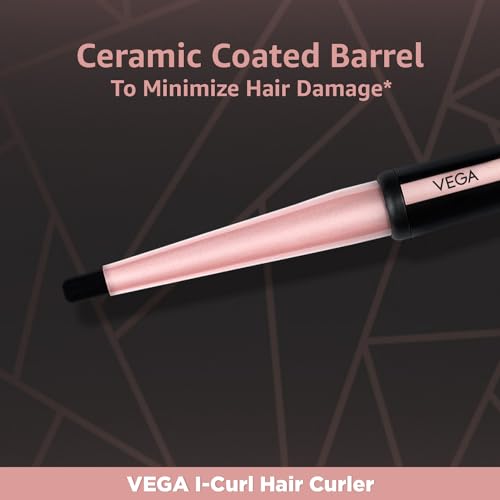 Vega I-Curl Hair Curler for Women with 0.5 inch-1 inch Barrel, Quick Heatup Technology, Rose Gold, (VHCH-05) - Image 4