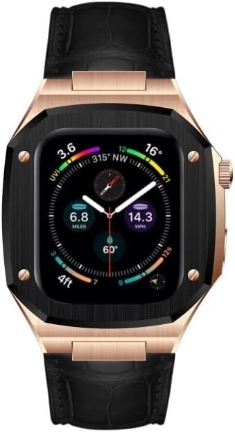 Bracelet acier inoxydable Apple Watch 45mm, boîtier de luxe pour iWatch 8 7 6 5 4 SE