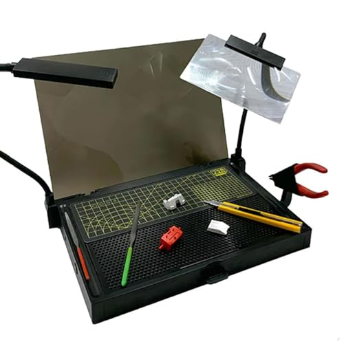 Établi de modélisme anti fatigue visuelle avec loupes LED intégrées