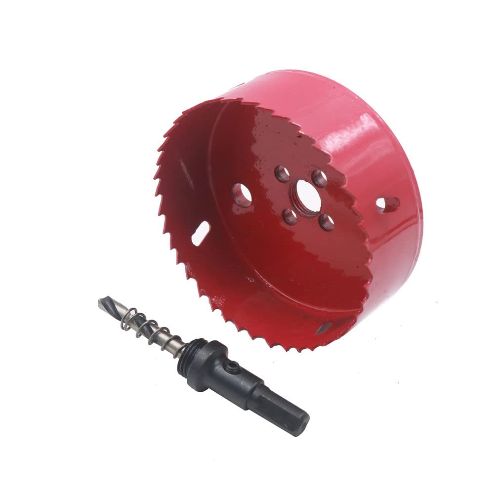 Broca de taladro de madera bimetálica de 60-200 mm Broca de acero HSS M42 Kit de sierra de agujero de madera abridor para tablón de madera / tubo de hierro de aluminio, rojo, 80 mm
