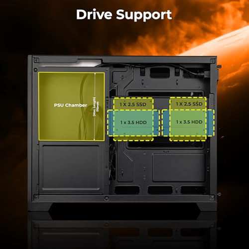 Image of Zebronics Cube Gaming PC Cabinet, mATX /ITX Compatibility, 360mm Radiator Support, PWM ARGB Fan Setup, Tempered Glass Panel, Magnetic Dust Filter, Dual Chamber Layout (Mercury 20, Black)