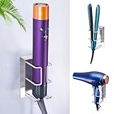 WAYASI Hair Dryer and Straightener Holder, Hairdryer Holder for Curling Iron Straightener, SUS304 Stainless Steel HairDryer Holders Self Adhesive Hair Tools Organiser - Image 1