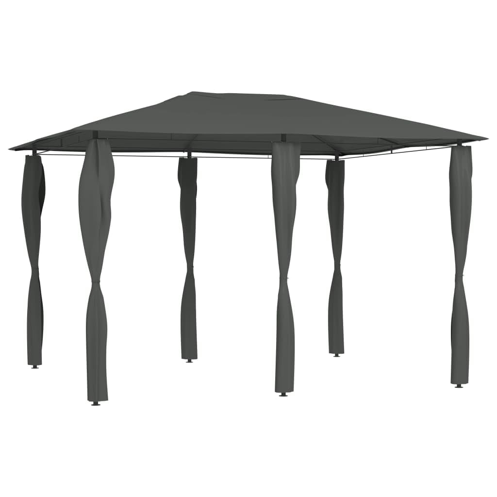 Pawilon z osłonami słupków, 3 x 4 x 2,6 m, antracytowy, 160 g/m², na spotkania rodzinne, wieczory przy grillu, pikniki i przyjęcia urodzinowe na zewnątrz, ze stabilną stalową konstrukcją