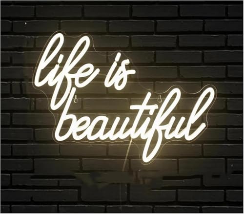 lámpara de neón Letreros de neón 'La vida es bella' para decoración paredes en bodas, para fiestas cumpleaños y el hogar