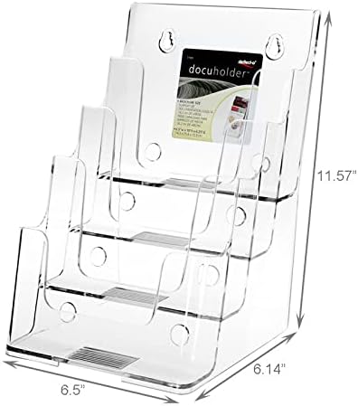 FixtureDisplays® Set of 2 Pcs 4 Tier Leaflet Holder Bi-fold 6" Literature Holder Clear Acrylic Wall Mountable 14914