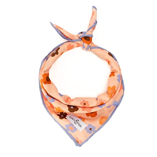 Lucy & Co. Let's Groove Bandana - Durable Comfortable Dog Bandana - Machine Washable - Designer Puppy Accessory - Small Purple Coral Floral