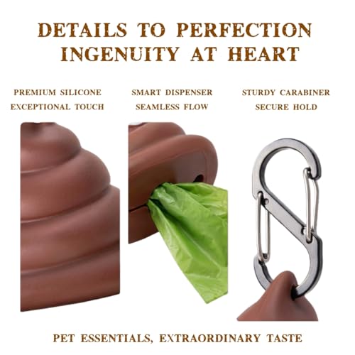 Image of Dog Poop Bag Dispenser for Dog Leash, Poop Shape Sturdy Holder (Pack of 3)