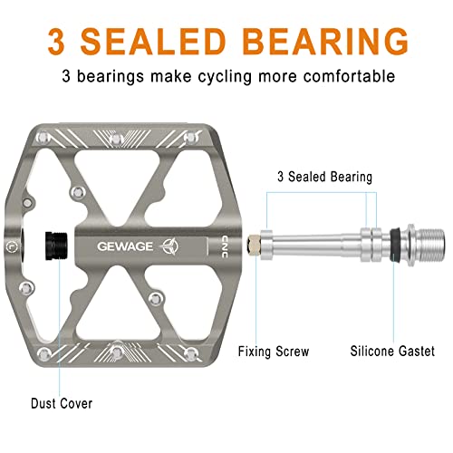 Gewage USGE323 Bike Pedals 9/16 Inch - Bicycle Pedals With Reflectors - 3 Sealed Bearings Mtb Pedals Wide Platform Pedals For Mountain Bike, Bmx, Road Bike Pedals thumb #2