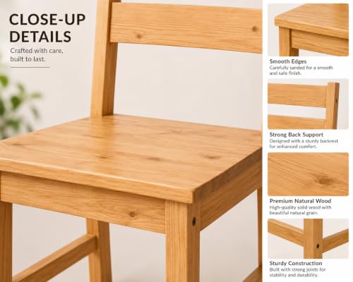 Image of Solid Wood Chair for Dining Table | Comfortable Backrest Chair for Home, Restaurant & Study