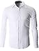 FLATSEVEN Men's Slim Fit Casual Button Down Dress Shirt Long Sleeve (FSH600) White, S