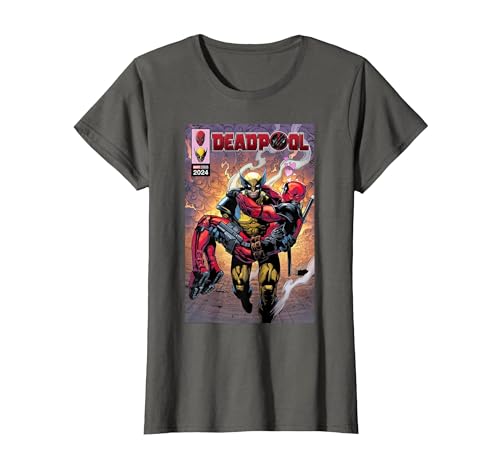 Marvel Deadpool & Wolverine Logan Carrying Wade Comic Cover T-Shirt, Women, Asphalt Grey, 3X-Large
