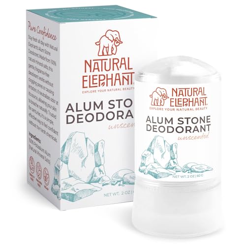Natural Elephant Alum Stone Deodorant Stick 60g (2 oz) Natural Unscented Aluminum Free Salt Stone for Men and Women