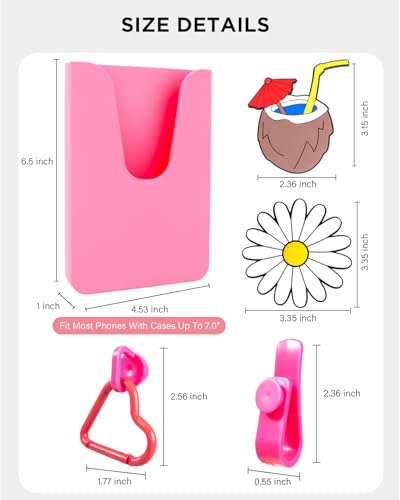 Image of Silicone Phone Holder for Bogg Bag, Phone Case Holder Charms Compatible with Bogg Bags,Cell Phones Holder for Bogg Bag,Charms Key Holder Insert Carabiner Keychain for Bogg Bags Accessories(Pink)