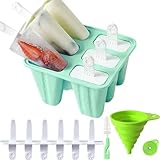 KUCOON Moules à Glaces en Silicone à 12-6 cavités, moules à Glace à dégagement Facile, Fabricants de crème avec bâton réutilisable, Entonnoir et Brosse de Nettoyage BPA FR