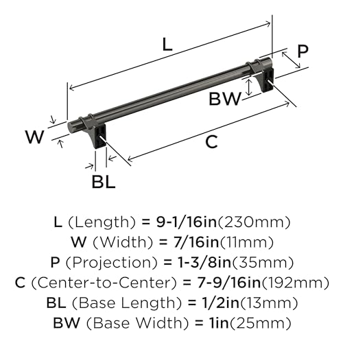 Image of Amerock Davenport 7-9 /16 inch (192mm) Center-to-Center Gunmetal Cabinet Pull, BP36618GM