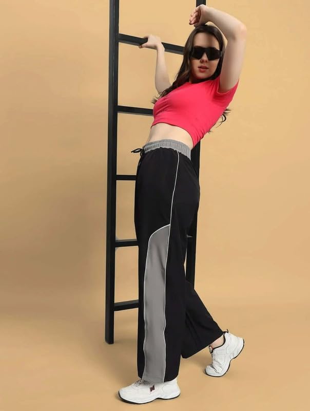 Image of Imsa Moda Women's Polycotton Straight Fit Track Pant | Gym Trackpants & Activewear Trouser | Casual Sports Lower for Gym, Yoga