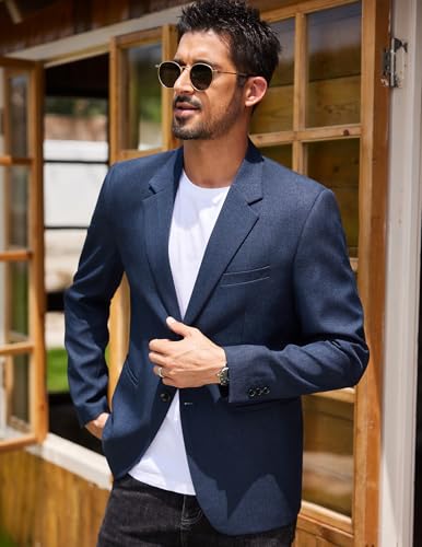 COOFANDY Herren Blazer Anzugjacken Sportlich Sakko Männer Regular Fit Casual Sportsakko mit 2 Knöpfe Dunkelblau XL