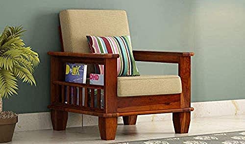 Image of Sheesham Wood 5 Seater Sofa Set for Living Room Furniture 3+1+1 Wooden Guest Room Sofa Set (Honey Finish)