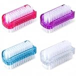 zoerbufan 4 Pcs Double Sided Nail Brush, Handle Nail Brushes, Plastic Fingernail Cleaning Brushes for Every Day Use, Kids Nail Scrubbing Brushes for Hands Feet Nails (4 Color)