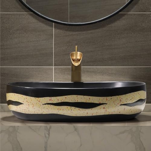 Lavabo rectangular de cerámica retro sobre encimera para el baño de casa 5