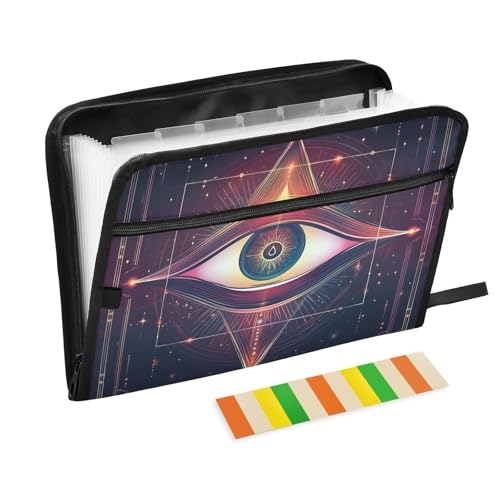 KLL Acordeón organizador de documentos de bolsillo, bolsillos para colgar documentos, carpeta de documentos de oficina con cremallera, para hospital, ojo de fantasía