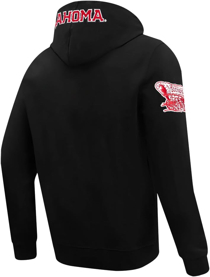 Pro Standard Mens College University Of Oklahoma Classic Chenille Pull Over Hoodie Cardinal Red L - Image 2